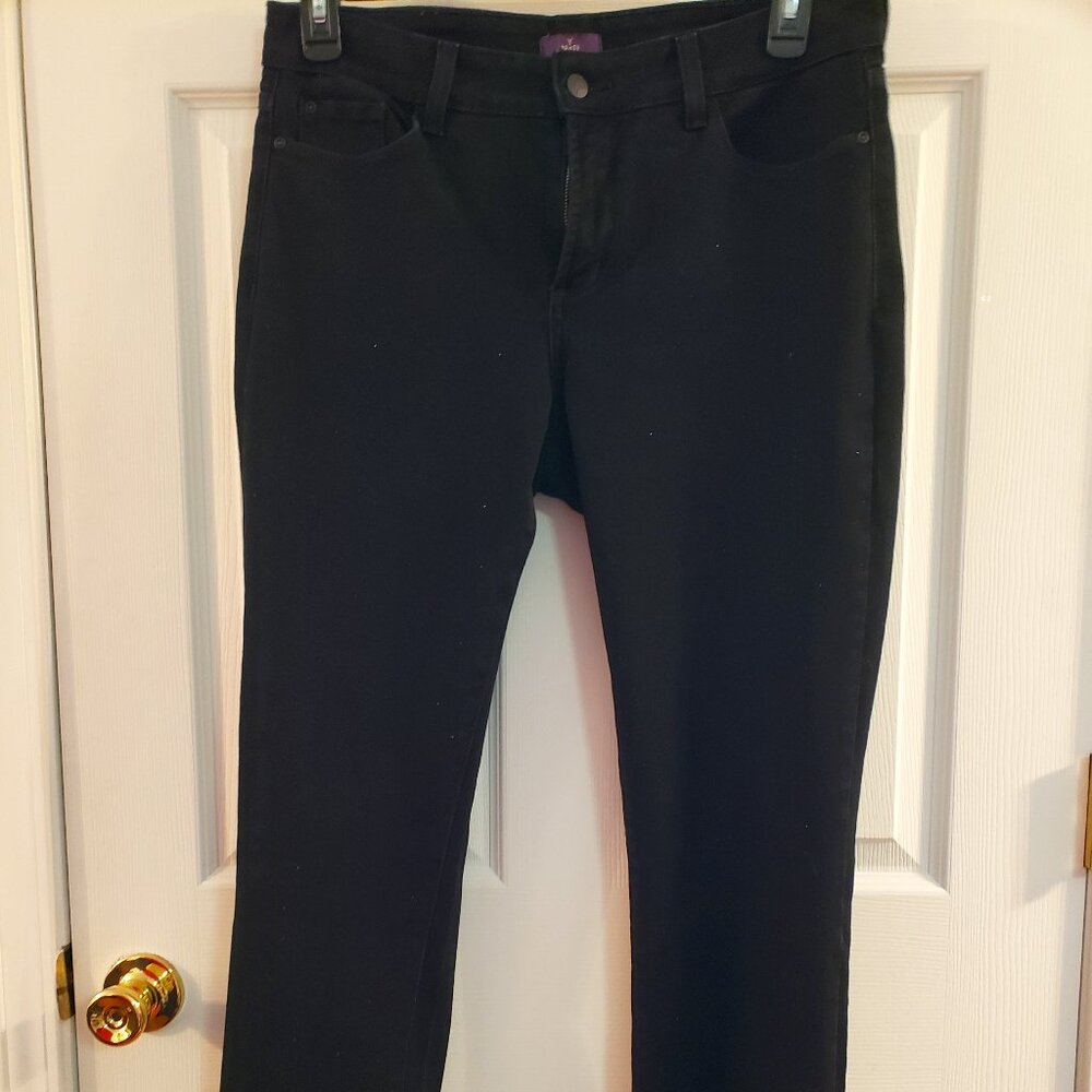 NYDJ black, bootcut jeans with sparkles on the front, sz 12 x 28 long